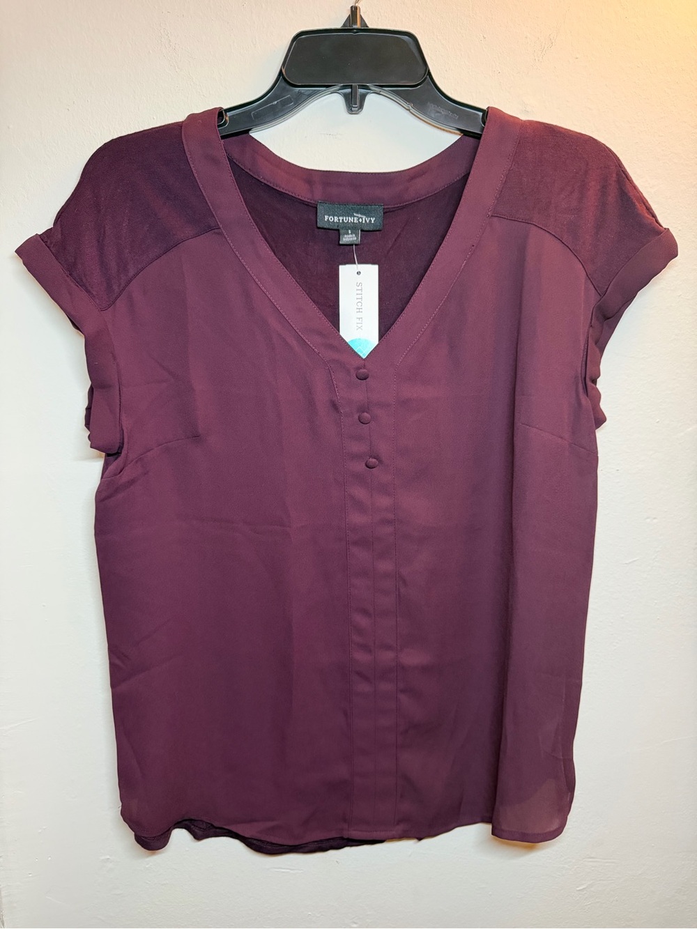 NWT Fortune + Ivy Helina Mixed Material Blouse